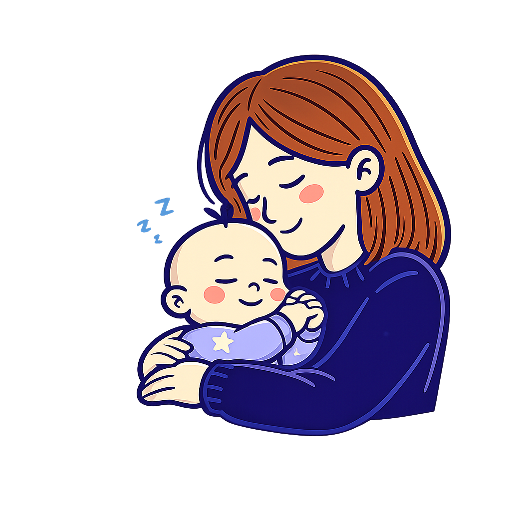 Mother and sleeping baby